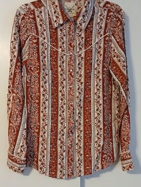 Cotton Rye Outfitters Women's Rust & White  Western Shirt Size S